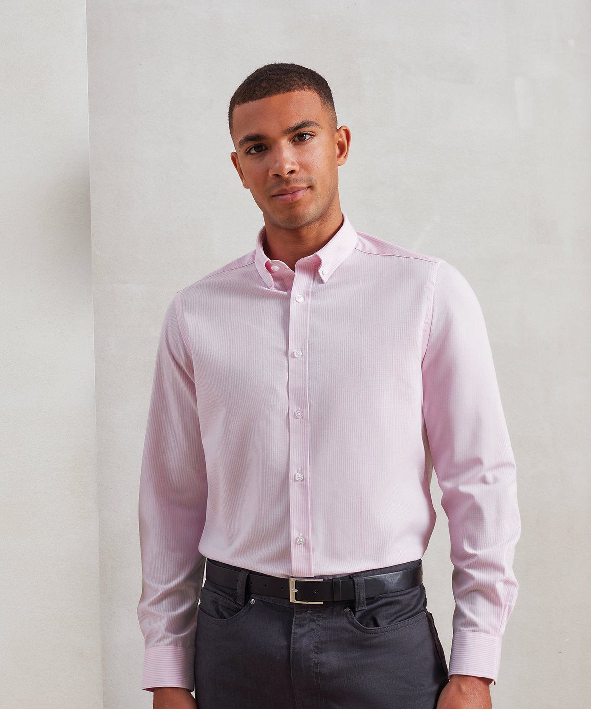 Cotton-rich Oxford stripes shirt
