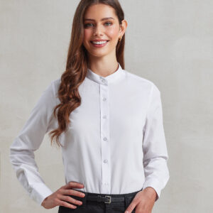 Women's banded collar 'grandad' shirt